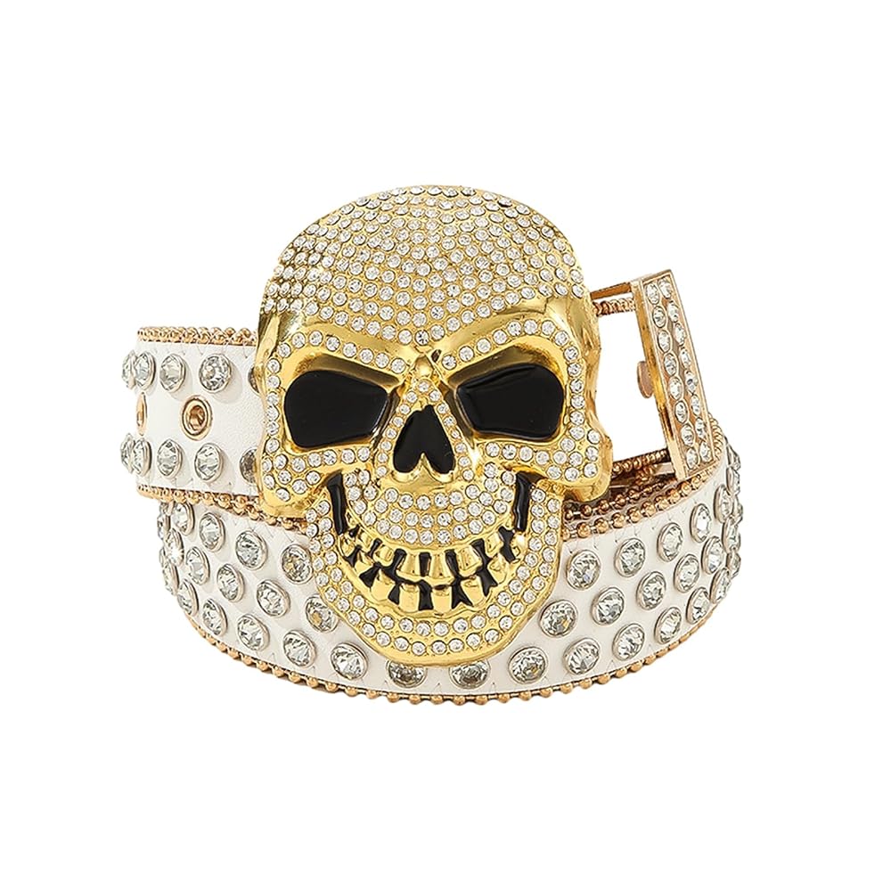 Meiliyizu Rhinestone PU Leather Belt Adult Temperament